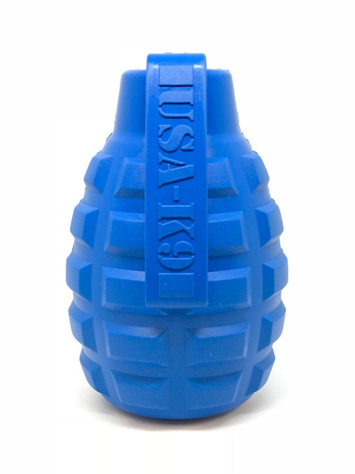 USA-K9 Grenade Rubber Dog Chew Toy | K9 Handler eDispenser Toy | Red & Blue | USA Made