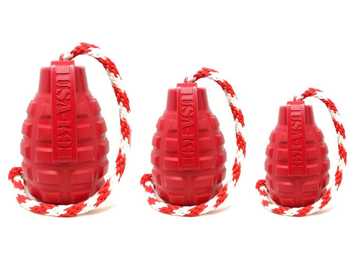 USA-K9 Grenade Rubber Dog Chew Toy | K9 Handler Reward Toy | USA Made