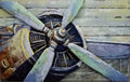 War Plane 3 Dimensional Metallic and Wood  Oil Painting Sculpture Figurine