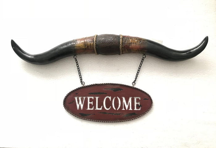 Western Steer Long Horn Bull Toro  Welcome Wall Mount Sign Sculpture Statue Sale