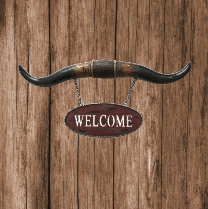 Western Steer Long Horn Bull Toro  Welcome Wall Mount Sign Sculpture Statue Sale