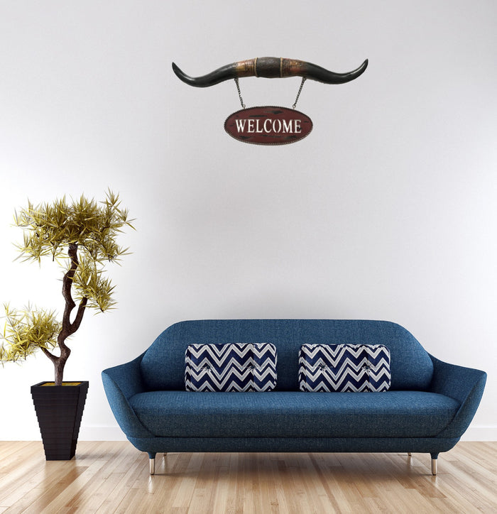 Western Steer Long Horn Bull Toro  Welcome Wall Mount Sign Sculpture Statue Sale