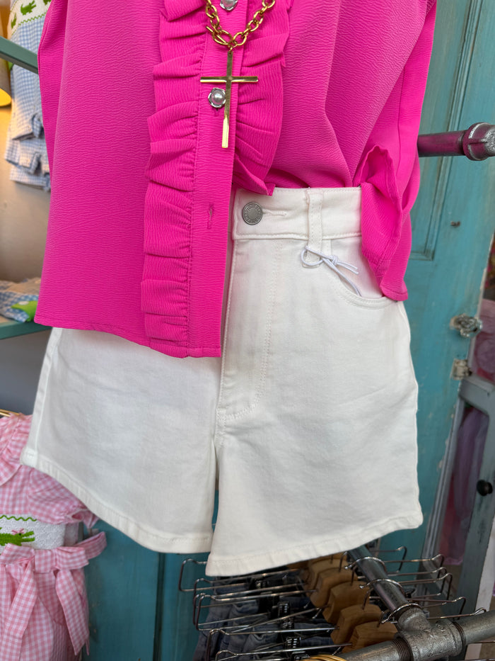 White denim shorts